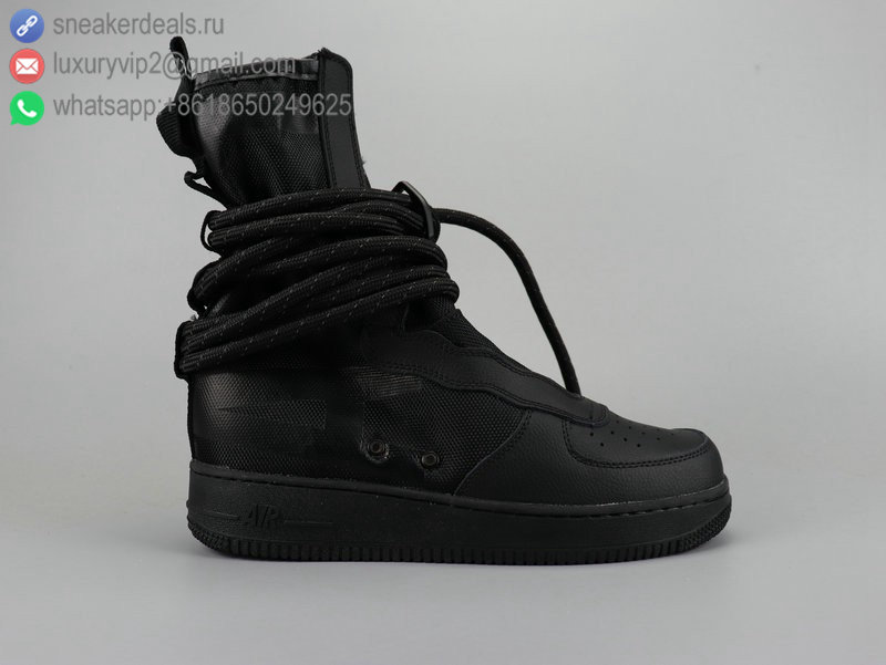 NIKE AIR FORCE 1 SF AF1 HIGH ALL BLACK LEATHER UNISEX SKATE SHOES